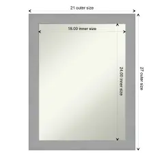 Amanti Art Non-Beveled Wall Mirror, Brushed Nickel Frame