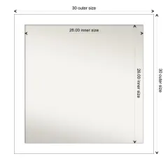 Amanti Art Non-Beveled Wall Mirror, Wedge White Frame