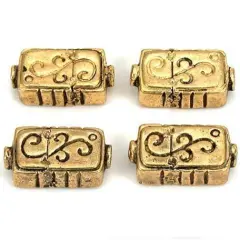 Fluted Rectangle Beads Antique Gold Plate 18mm Approx 4