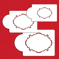 Monogram Oval Cake and Cookie Stencil Set of Three | C072 by Designer Stencils | Cake Decorating Tools | Baking Stencils for Royal Icing, Airbrush, Dusting Powder | Reusable Plastic Food Grade Stencil for Cakes & Cookies | Easy to Use & Clean