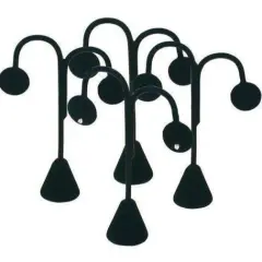 4 Black Velvet Earring Tree Hoop Stud Showcase Displays 4.75"