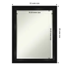 Beveled Bathroom Wall Mirror, Grand Black Narrow Frame
