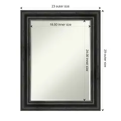 Petite Bevel Wood Wall Mirror, Rustic Pine Frame Rustic Pine Black