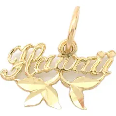 Hawaii & Leaves Charm 14k Gold 8mm