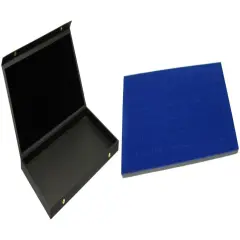 Black Faux Leather Jewelry Case w/ 1 Blue 72-slot Foam Insert (Snap close lid)