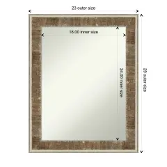 Amanti Art Non-Beveled Wood Wall Mirror, Farmhouse Brown Narrow Frame