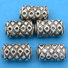 17g Bali Square Tube Bead Antq Silver Plt 14mm Approx 5