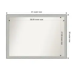 Amanti Art Non-Beveled Wood Wall Mirror, Bel Volto Silver Frame