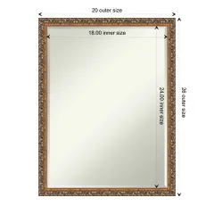 Petite Bevel Wood Wall Mirror, Antique Bronze Frame