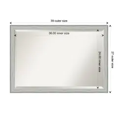 Beveled Wood Bathroom Wall Mirror, Bel Volto Silver Frame