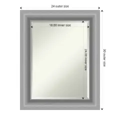 Beveled Bathroom Wall Mirror, Peak Polished Nickel Frame