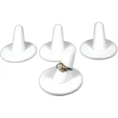 4 Ring Finger Displays White Leather Holders Counter