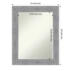 Petite Bevel Wall Mirror, Bark Rustic Grey Frame