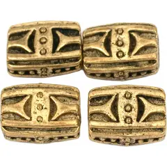 Bali Rectangle Beads Antique Gold Plate 14mm Approx 4
