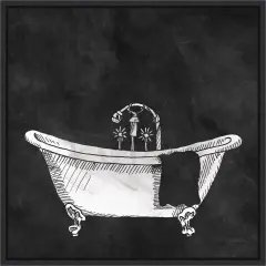 Chalkboard Tub (Bath) by Mary Urban 16-in. W x 16-in. H. Canvas Wall Art Print Framed in Black