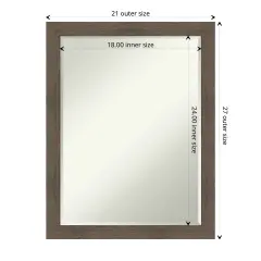 Petite Bevel Wood Wall Mirror, Hardwood Narrow Frame Hardwood Mocha Narrow