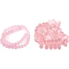 Pink Round Teardrop FP Chinese Crystal Beads 2 Strands