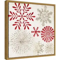 Christmas Snowflakes I by PI Studio Canvas Wall Art Print Framed Gold