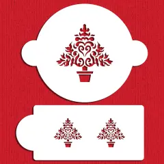 Christmas Tree Cake Stencil | C100 by Designer Stencils | Cake Decorating Tools | Baking Stencils for Royal Icing, Airbrush, Dusting Powder | Reusable Plastic Food Grade Stencil for Cakes | Easy to Use & Clean Cake Stencil