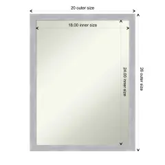 Amanti Art Non-Beveled Wall Mirror, Grace Brushed Narrow Frame Grace Brushed Nickel Narrow Frame
