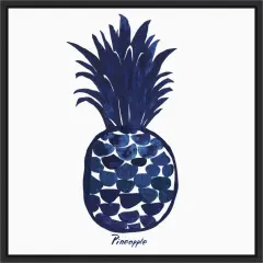 Indigo Pineapple by Aimee Wilson 16-in. W x 16-in. H. Canvas Wall Art Print Framed in Black