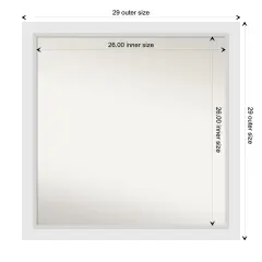 Amanti Art Non-Beveled Wood Wall Mirror, Blanco White Frame