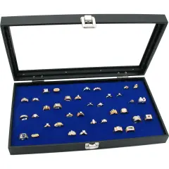 Jewelry Box Display Case 72 Slot Royal Blue Ring Insert New