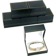 6 Black Leatherette Watch Bracelet Boxes Jewelry Gift