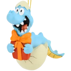 Baby Dinosaur Hatching with Present Christmas Ornament