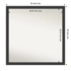 Amanti Art Non-Beveled Wood Wall Mirror, Mezzanotte Black Frame