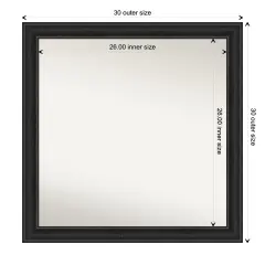 Amanti Art Non-Beveled Wall Mirror, Shipwreck Black Narrow Frame