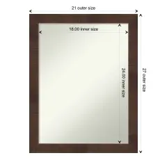 Amanti Art Non-Beveled Wall Mirror, Wildwood Brown Narrow Frame