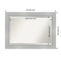 Beveled Wood Bathroom Wall Mirror, Romano Silver Frame