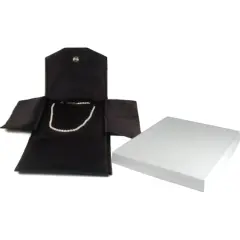 Black Leather Satin Necklace Jewelry Travel Folder Display Case
