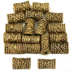 15g Rope Bali Tube Bead Antq Gold Plate 8.5mm Approx 15