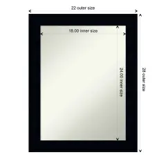 Amanti Art Non-Beveled Wood Wall Mirror, Tribeca Black Frame