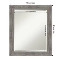 Beveled Bathroom Wall Mirror, Pinstripe Plank Grey Narrow Frame