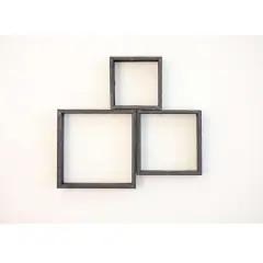 Rustic Farmhouse Reclaimed Wooden Open Square Wall Shelves (Set of 3) Black