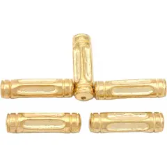 17g Bali Tube Beads Gold Plated Round 23mm Approx 5