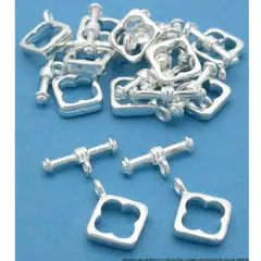 Square Toggle Clasps Silver Plated 13.5mm Approx 12