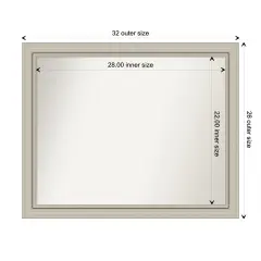 Amanti Art Non-Beveled Wood Wall Mirror, Romano Silver Narrow Frame