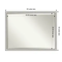 Beveled Bathroom Wall Mirror, Salon Silver Narrow Frame