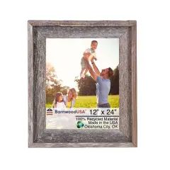 Rustic Farmhouse Signature Series 12 in. x 24 in. Reclaimed Wood Picture Frame Grey