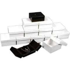 12 Pendant Necklace Boxes Black Leather Gift Display