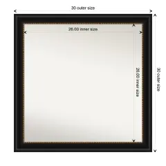 Amanti Art Non-Beveled Wall Mirror, Manhattan Black Frame