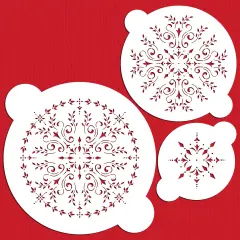 Round Medallion Cake Stencil Set | C059 by Designer Stencils | Cake Decorating Tools | Baking Stencils for Royal Icing, Airbrush, Dusting Powder | Reusable Plastic Food Grade Stencil for Cakes | Easy to Use & Clean Cake Stencil