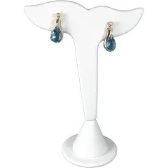 White Leather Leaf Earring Display Stand Showcase 5"