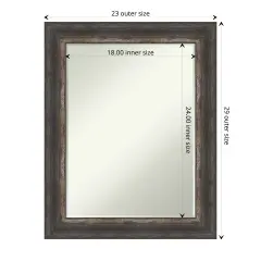 Petite Bevel Wall Mirror, Bark Rustic Char Frame