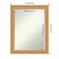 Petite Bevel Wood Wall Mirror, Versailles Gold Frame