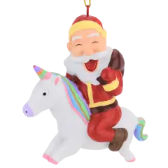 Santa Riding A Unicorn Christmas Ornament